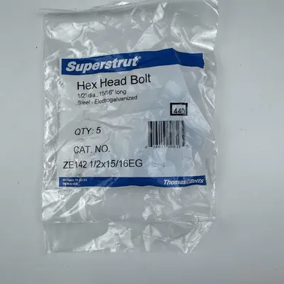 Superstrut 1/2" x 15/16" Hex-Head Bolt, Silver Galvanized Steel (Lot of 2) - Thumbnail 2