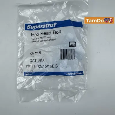 Superstrut 1/2" x 15/16" Hex-Head Bolt, Silver Galvanized Steel (Lot of 2) - Thumbnail 3