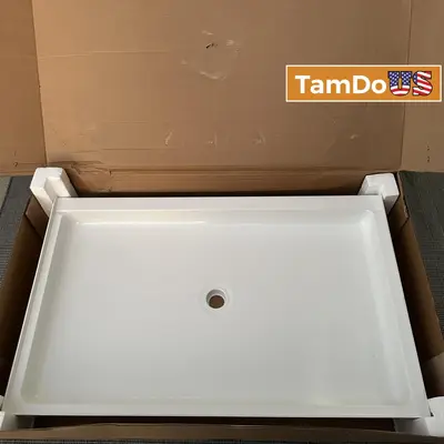 Swan FF034 Shower Base Pan 34x48 in Center Drain Solid Surface White - Good - Real photo at TamDo.us