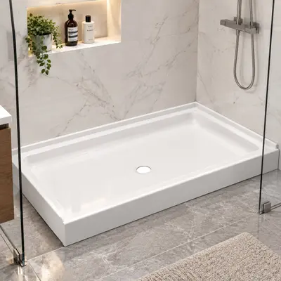 Swan FF034 Shower Base Pan 34x48 in Center Drain Solid Surface White - Good - Real photo at TamDo.us