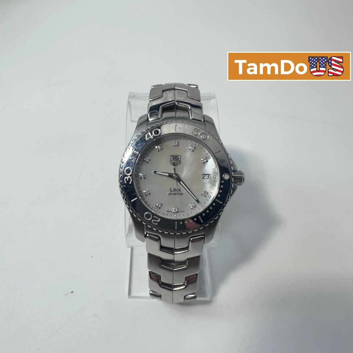 TAG Heuer Link Mother of Pearl Diamond Dial Ladies Quartz Watch 200M - Photo 1 - Real photo at TamDo.us