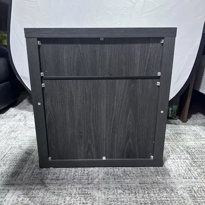 SICOTAS Tall Farmhouse Nightstand, Black Oak, Drawer & Shelf - Thumbnail 5