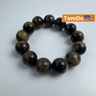 Natural Tiger Eye Beaded Bracelet, 10mm Beads, Men's/Women's Jewelry - Thumbnail 2