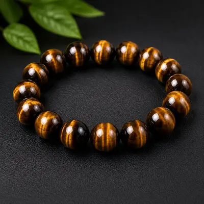 Natural Tiger Eye Beaded Bracelet, 10mm Beads, Men's/Women's Jewelry - Thumbnail 8