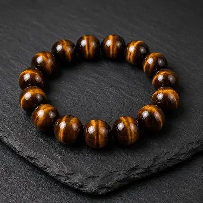 Natural Tiger Eye Beaded Bracelet, 10mm Beads, Men's/Women's Jewelry - Thumbnail 7