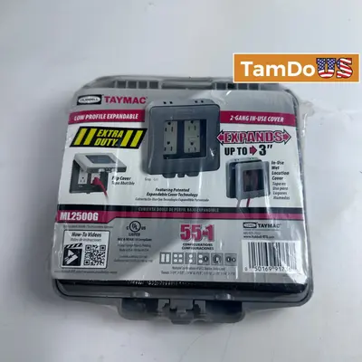 Taymac ML2500G Extra Duty 2-Gang Low Profile Expandable In-Use Cover Gray - Thumbnail 1