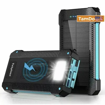 TEKPLUZE Solar Power Bank 30000 mAh, Wireless Portable Charger - New - Real photo at TamDo.us