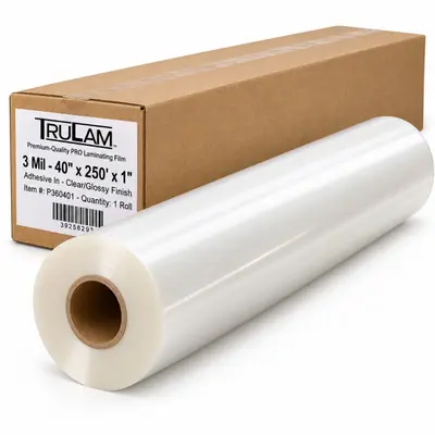 TruLam 3 Mil 40" x 250' Roll Laminating Film Glossy 1" Core Clear P300401 - New - Real photo at TamDo.us