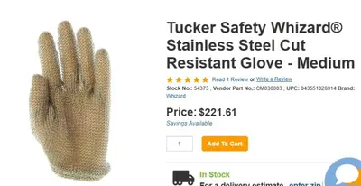 Tucker Whizard Stainless Steel Cut-Resistant Glove, Medium - Thumbnail 2