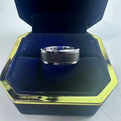 Tungsten Carbide Mens Band Ring Size 11.5 Brushed Center Engraved I Love You - Thumbnail 9