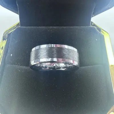 Tungsten Carbide Mens Band Ring Size 11.5 Brushed Center Engraved I Love You - Thumbnail 7