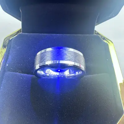 Tungsten Carbide Mens Band Ring Size 11.5 Brushed Center Engraved I Love You - Thumbnail 3