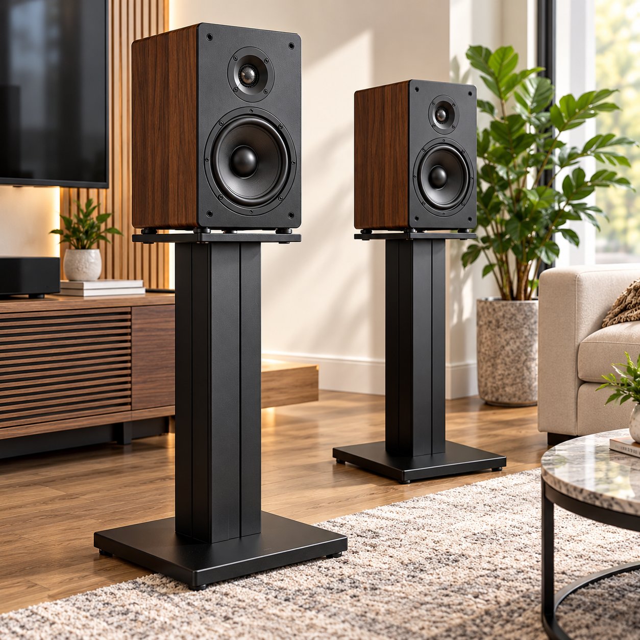 Universal 24-inch Bookshelf Speaker Stands Pair FOR Studio Bookshelf Speakers - Photo 1 - Real photo at TamDo.us