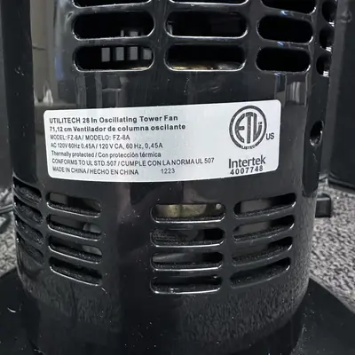 Utilitech 28-in Oscillating Tower Fan, 3-Speed Quiet Home Cooling - Thumbnail 4