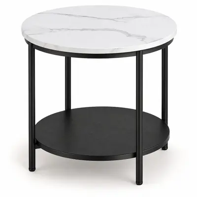 VASAGLE LET285-S Round Side Table, 2-Tier Metal Frame - New - Real photo at TamDo.us