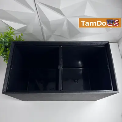 Via Motif Luxury Black Dual Bin Recycle Trash Can Hospitality Hotel Office - Thumbnail 1