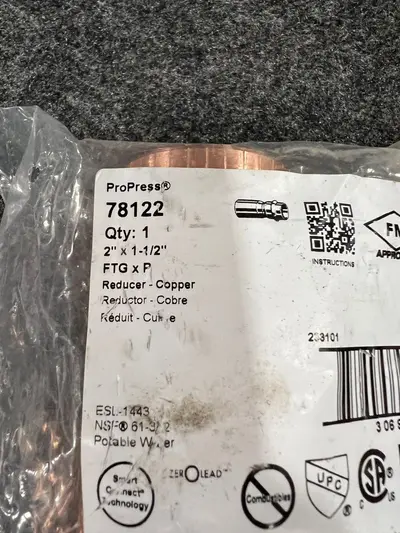 Viega ProPress 78122 Copper Reducer 2" x 1-1/2" FTG x P - Thumbnail 5