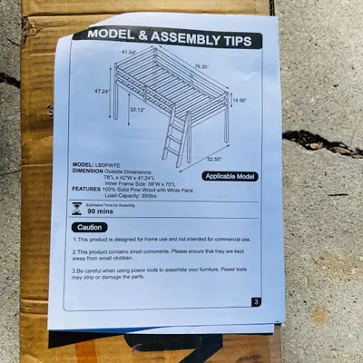 VINGLI Twin Loft Bed Solid Pine Wood White Finish, Ladder 350lb Capacity - Thumbnail 4
