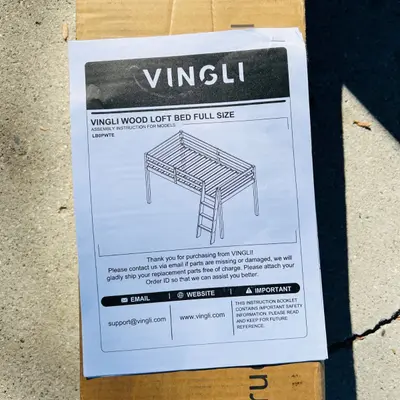VINGLI Twin Loft Bed Solid Pine Wood White Finish, Ladder 350lb Capacity - Thumbnail 5