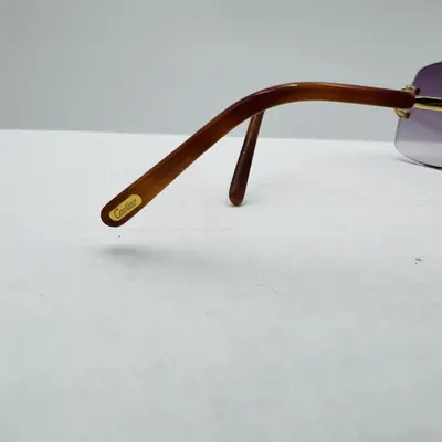 Vintage Cartier Scala 18k Gold C DECOR Sunglasses With Custom Purple Lenses - Thumbnail 9