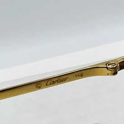 Vintage Cartier Scala 18k Gold C DECOR Sunglasses With Custom Purple Lenses - Thumbnail 5