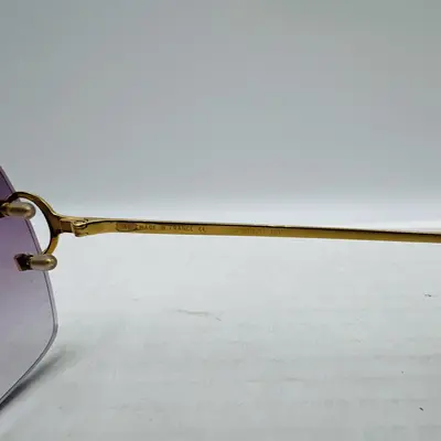 Vintage Cartier Scala 18k Gold C DECOR Sunglasses With Custom Purple Lenses - Thumbnail 4
