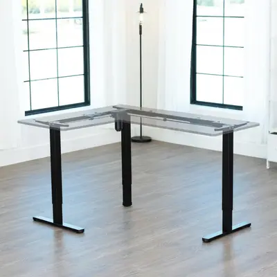 VIVO $199 Electric Corner Standing Desk Frame, L-Shaped, 49.5"-74" Main Desk - Thumbnail 5