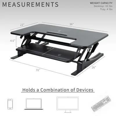 VIVO DESK-V000V Adjustable Black Desk Riser – Sit Stand Converter - Thumbnail 2