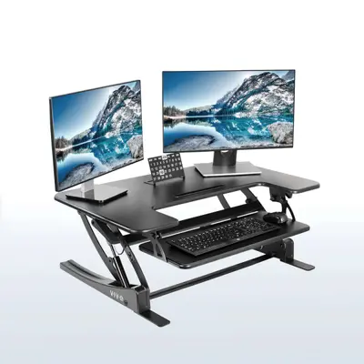 VIVO DESK-V000V Adjustable Black Desk Riser – Sit Stand Converter - Thumbnail 3