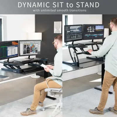 VIVO DESK-V000V Adjustable Black Desk Riser – Sit Stand Converter - Thumbnail 4