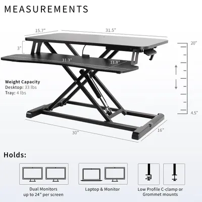 VIVO K Series 32" $ 139  Standing Desk Converter Height Adjustable Sit Stand Riser - Thumbnail 5