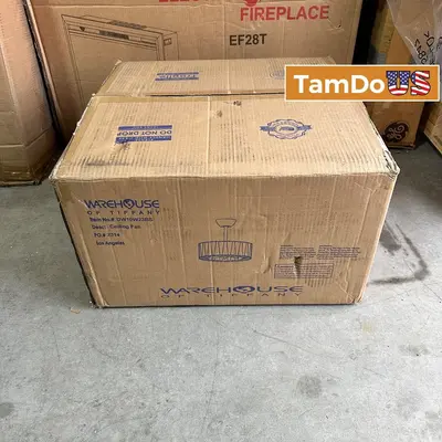 Warehouse of Tiffany Sorcha 17.5" 6-Light Brass Ceiling Fan with Light Kit - New - Real photo at TamDo.us