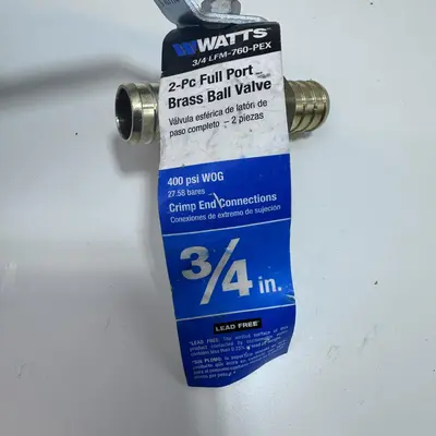 WATTS 3/4" LFM-760-PEX 2-PC Full Port Brass Ball Valve 400 psi WOG - Thumbnail 4