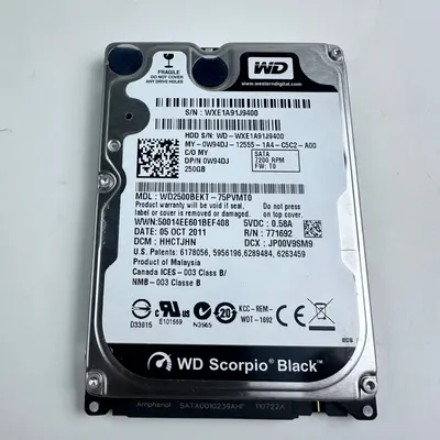 WD Black 250GB 2.5" Laptop Internal HDD WD2500BEKT-75PVMT0 7200 RPM Dell - Thumbnail 6
