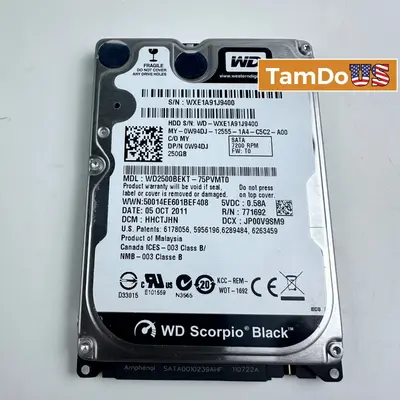 WD Black 250GB 2.5" Laptop Internal HDD WD2500BEKT-75PVMT0 7200 RPM Dell - Good - Real photo at TamDo.us