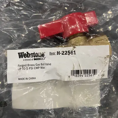 Webstone Nibco Brass Forged Gas Ball Valve H-22561 5 PSI - Thumbnail 4
