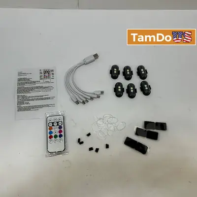 Wireless RGB LED Light Kit 6 Pods USB-C Rechargeable w/ Remote Multi-Mode - New - Real photo at TamDo.us