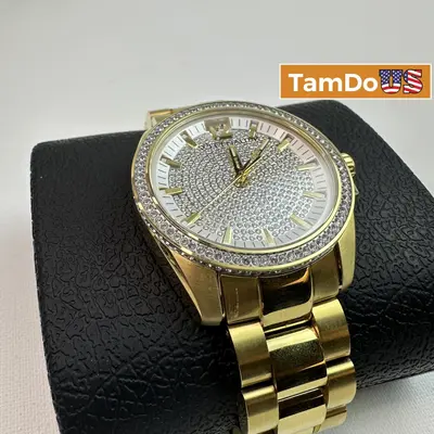 Wittnauer WN3072 Men's 44mm Pave Gold Tone Quartz Watch - Thumbnail 1