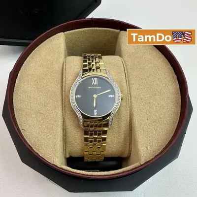 Wittnauer WN4117 Women's Watch 30x30MM Black Diamond Dial Steel Band - Excellent - Real photo at TamDo.us