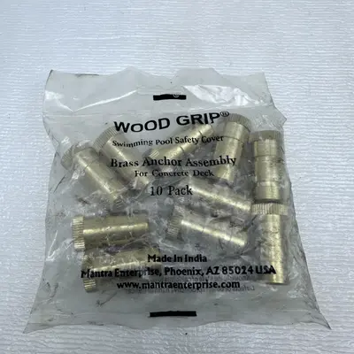 Wood Grip Brass Anchor for Pool Safety Cover - 10 Pack - Thumbnail 2