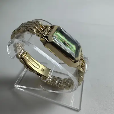 XIMILI Womens Quartz Watch Gold Tone Green Dial Rectangular Tank Stainless Steel - Thumbnail 3