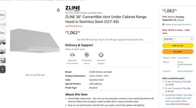 ZLINE $1062 36" Convertible Vent Under Cabinet Range Hood in Stainless Steel - Thumbnail 2