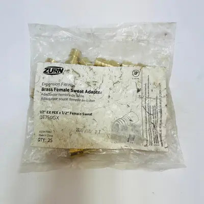 Zurn QE750GX 1/2" EX PEX x 1/2" Female Sweat Brass Adapter Pack of 25 - Thumbnail 2